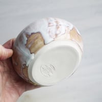 Image 4 of Ceramic Salt Cellar in Rustic White and Ocher Dripping Glaze, Handcrafted Made in USA