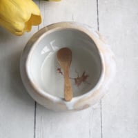 Image 8 of Ceramic Salt Cellar in Rustic White and Ocher Dripping Glaze, Handcrafted Made in USA