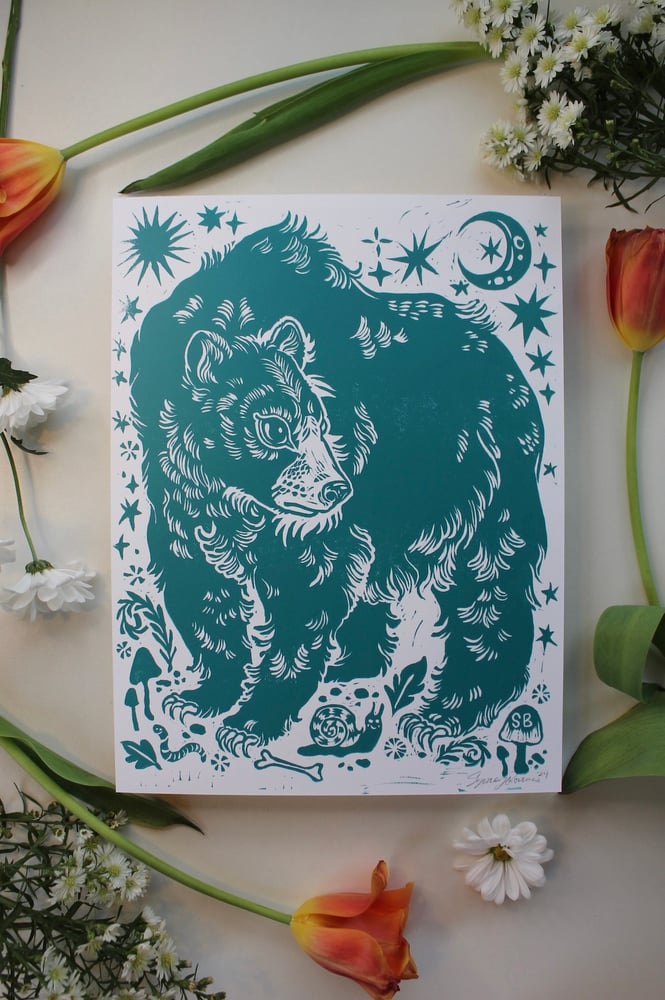 Image of Starry Bear Turquoise to Black Prints