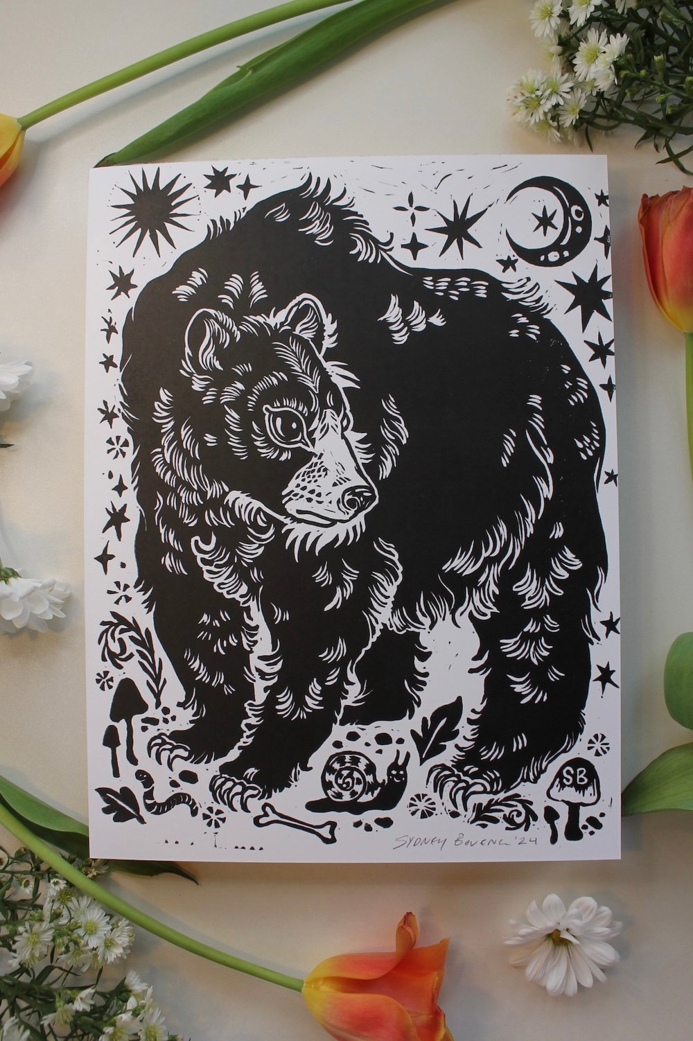 Image of Starry Bear Turquoise to Black Prints