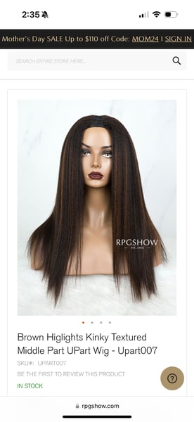 Image of RPGSHOW BROWN HIGHLIGHT KINKY TEXTURED MIDDLE PART U PART WIG 