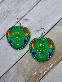 Image 1 of Green rainbow earrings 