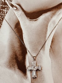 Image 3 of Empress Silver Diamond Cross Necklace