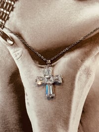 Image 4 of Empress Silver Diamond Cross Necklace