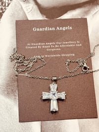 Image 5 of Empress Silver Diamond Cross Necklace
