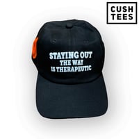 Image 2 of Staying out the way is therapeutic (Dad Hat) Blk/White/Orange