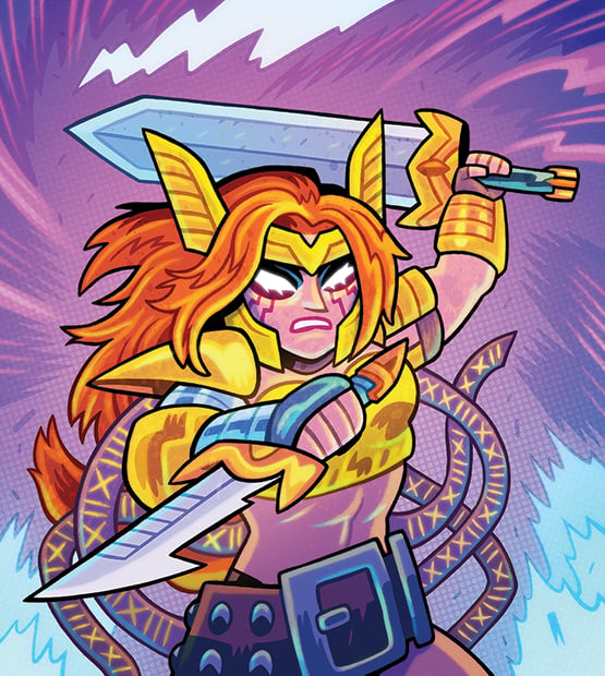 Image of Angela for Marvel SNAP! Original B/W illustration.