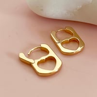 Image 1 of Heart Lock Huggies - Gold