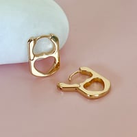 Image 2 of Heart Lock Huggies - Gold