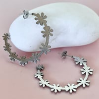 Image 1 of Big Daisy Chain Half Hoops - Stainless Steel