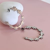 Image 2 of Big Daisy Chain Half Hoops - Stainless Steel