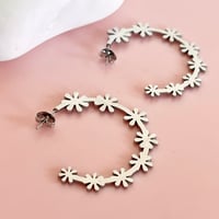 Image 3 of Big Daisy Chain Half Hoops - Stainless Steel