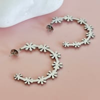 Image 4 of Big Daisy Chain Half Hoops - Stainless Steel