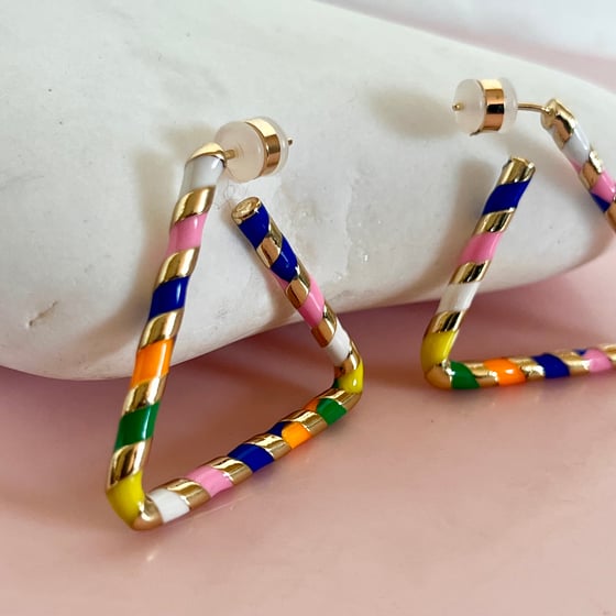 Image of Striped Triangle Hoops
