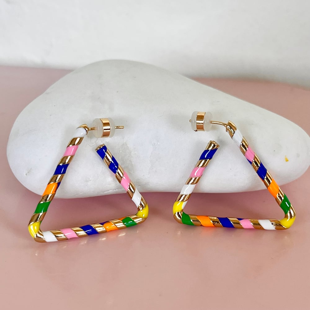 Image of Striped Triangle Hoops