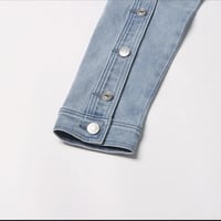 Image 12 of COLD SHOULDER CROP DENIM JACKET