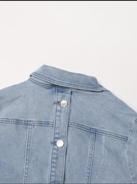 Image 6 of COLD SHOULDER CROP DENIM JACKET