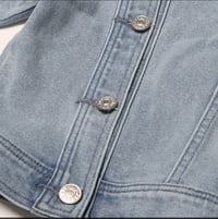 Image 10 of COLD SHOULDER CROP DENIM JACKET