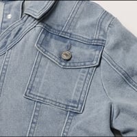 Image 9 of COLD SHOULDER CROP DENIM JACKET