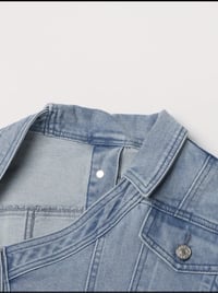 Image 8 of COLD SHOULDER CROP DENIM JACKET