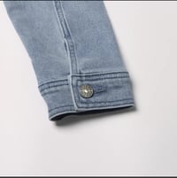 Image 11 of COLD SHOULDER CROP DENIM JACKET