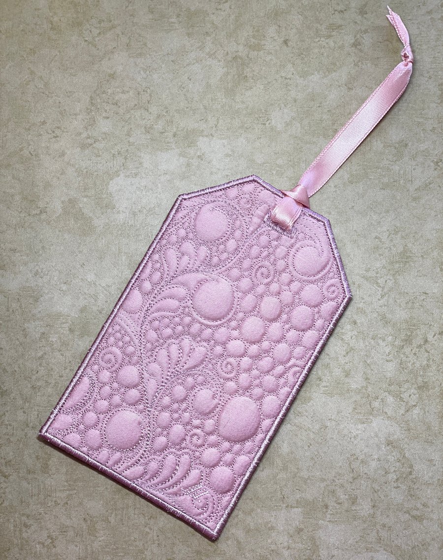 Image of Gift/ID/Ornament Tag- Custom Quilted Vintage Doily and Feedsack