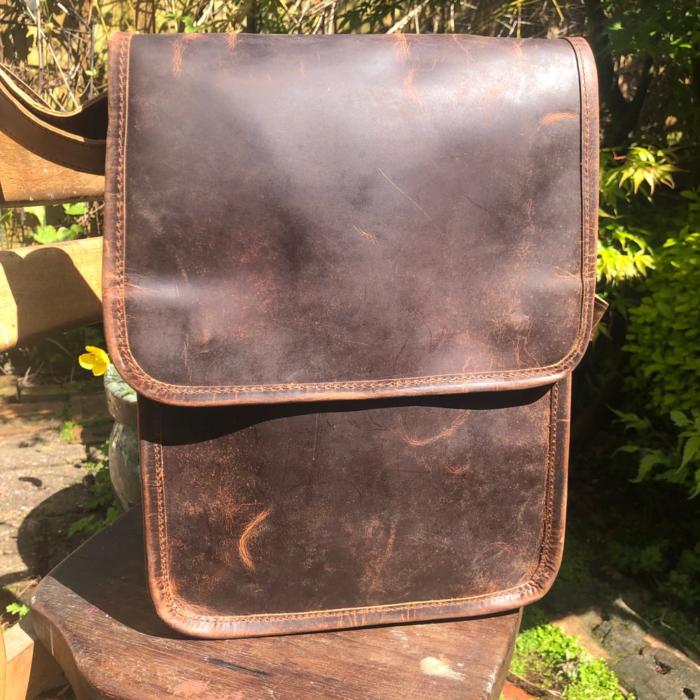 Image of 11”x9” - Ipad-Size #6 - Unisex Handmade Leather Bag/Half Flap