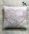 Custom Quilted Heirloom Pincushion- Vintage Hand Dyed Appliquéd Lace Heart