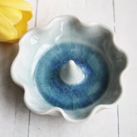 Image 2 of Ring Holder in Sea Glass Crackle Blue Glaze Handcrafted Pottery Dish Made in USA