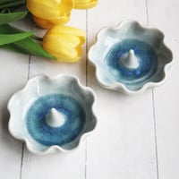 Image 5 of Ring Holder in Sea Glass Crackle Blue Glaze Handcrafted Pottery Dish Made in USA