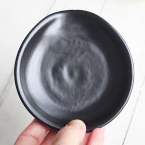 Image of Medium Satin Black Spoon Rest, Handmade Ceramic Coffee Spoon Dish, Made in USA