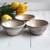 Image 2 of Three Rustic Prep Bowls in Milk and Honey Glaze, Handcrafted Small Bowls, Made in the USA