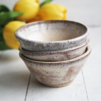 Image 9 of Three Rustic Prep Bowls in Milk and Honey Glaze, Handcrafted Small Bowls, Made in the USA
