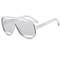 Image 1 of Silver Cutout Aviator Sunglasses 