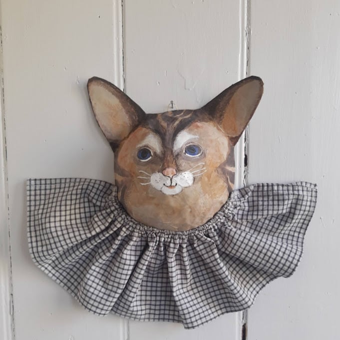 Image of Cat papier mâché animal head