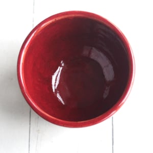Image of Yunomi Tea Cup, 10 Ounce Snack Bowl, Bright Red Handcrafted Teacup, Made in USA