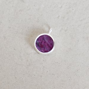 Image of Ruby Zoisite flat round cut silver necklace