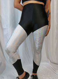 Image 1 of XS White Iridescent Holographic Leggings