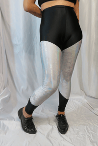 Image 3 of XS White Iridescent Holographic Leggings