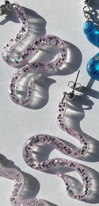Image 1 of snake earrings, structured & unstructured