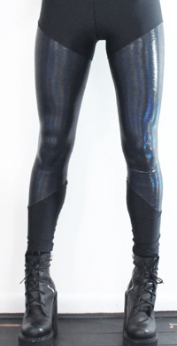 Image 1 of XL Ready to ship Shimmer Iridescent Black/Blue dots