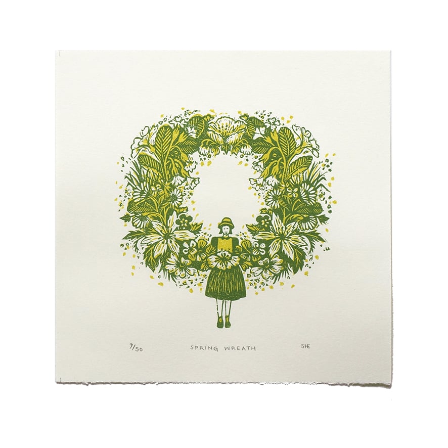 Image of Spring Wreath - Linocut 