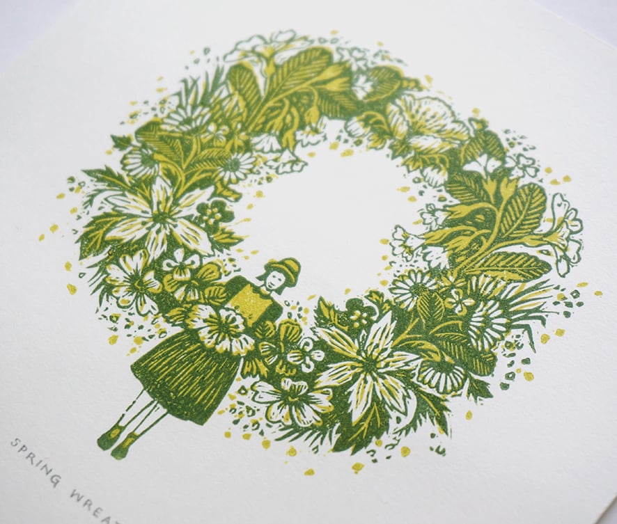 Image of Spring Wreath - Linocut
