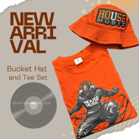 Orange House Music and Bucket Hat Set with Embroidered Patch, Music Lover Gift
