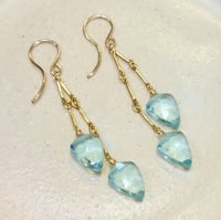 Image 1 of Gold Aqua Quartz Earrings