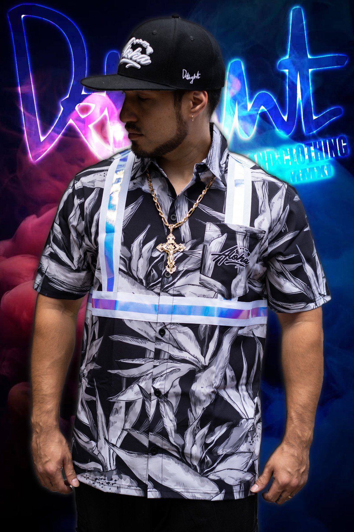 Aloha Islands - Bird of Paradise (Greyscale/High Viz.) 4-way-stretch