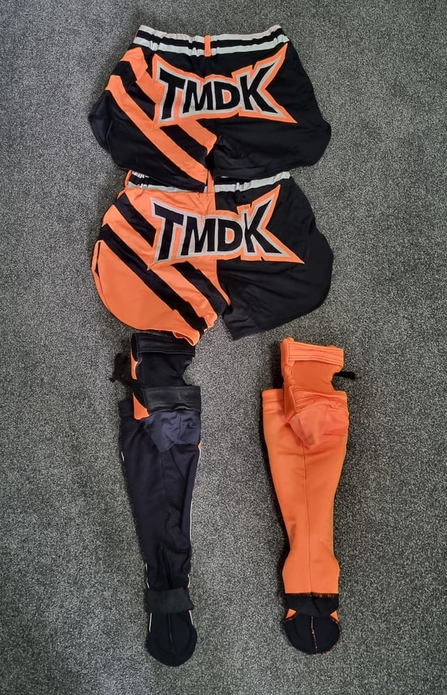 Image of FULL SET - Ring worn ORIGINAL TMDK Shorts x 2 & Kickpads/Kneepads