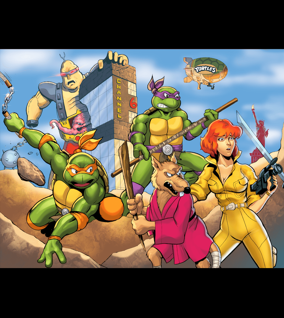 HUGE 17 x 44 TMNT '87 STYLE (JIM LEE X-MEN #1 HOMAGE) PRINT 