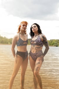 Image 3 of Cut Out Bikini Top Leo blue