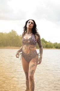 Image 1 of Cut Out Bikini Top Leo lilac